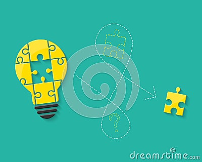 Lightbulb with missing puzzle piece as idea and solution concept Vector Illustration