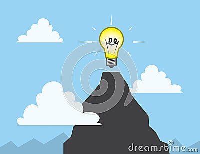 Light Bulb Mountain Top Vector Illustration