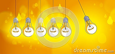 Light bulb Newton cradle pendulum idea, vector illustration Vector Illustration