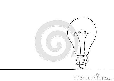 Light bulb One line drawing on white background Vector Illustration