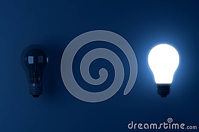 Light Bulb Outstanding Bright and Dark Stock Photo