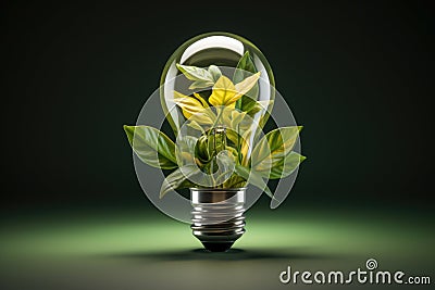 Light bulb with plant growing inside, symbolizing growth and sustainability. Eco friendly concepts and idea Stock Photo