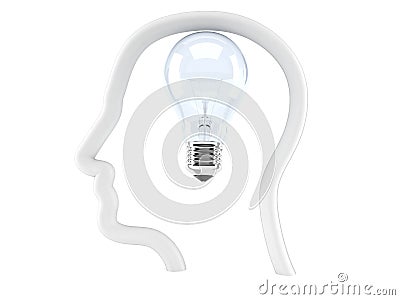 Light bulb with profil face Stock Photo