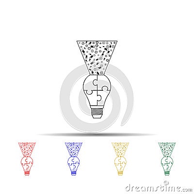 light bulb puzzle, idea ligh logo multi color style icon. Simple thin line, outline vector of team work icons for ui and ux, Stock Photo