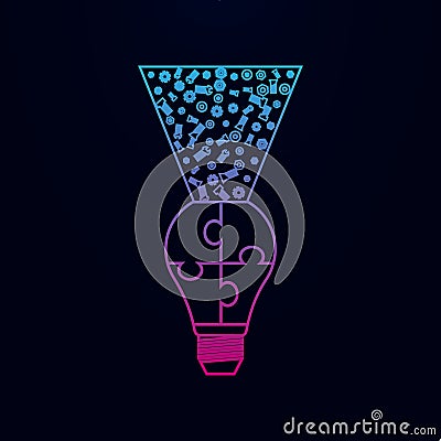 Light bulb puzzle, idea ligh logo nolan icon. Simple thin line, outline vector of team work icons for ui and ux, website or mobile Stock Photo