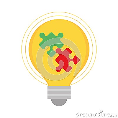 light bulb with puzzles strategy creativity Vector Illustration