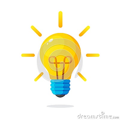 Light bulb with rays shine Vector Illustration