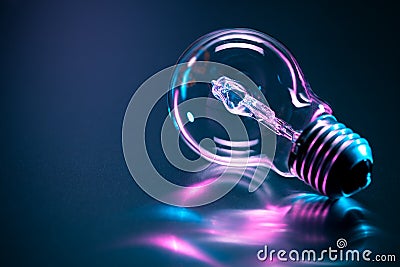 Light bulb reflecting colors Stock Photo