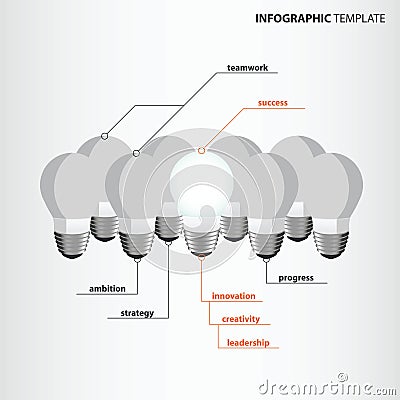 Light bulb with success concept Vector Illustration