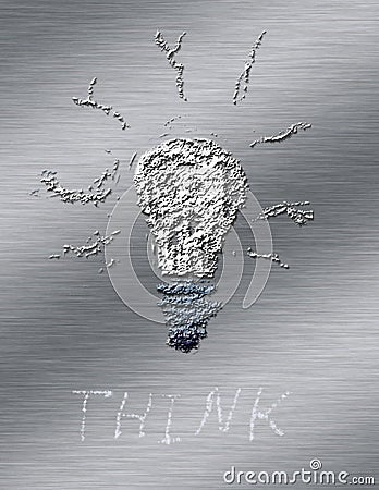 Light bulb and Think word Cartoon Illustration