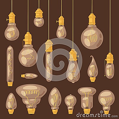 Light bulb vector lightbulb idea solution icon and electric lighting lamp illustration set of realistic electricity Vector Illustration