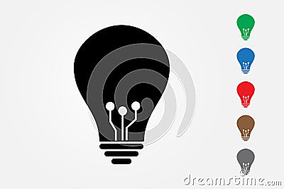 Light bulb vector using many color on white background to mean new idea in technology Vector Illustration
