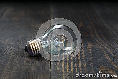 Light bulb. Vintage bulb insulated by the beauty of wood board fibers Stock Photo