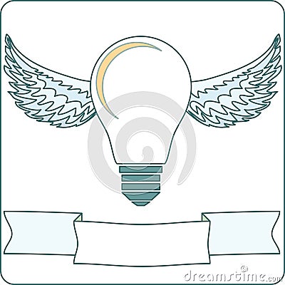 Light Bulb with Wings and Banner stock vector Vector Illustration