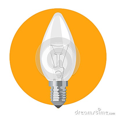 Light bulb on yellow background vector isolated. Single electric Stock Photo