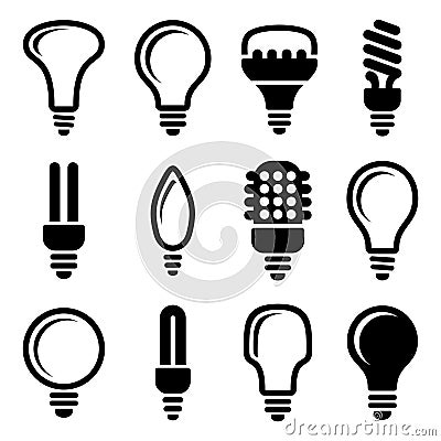 Light bulbs. Bulb icon set Vector Illustration