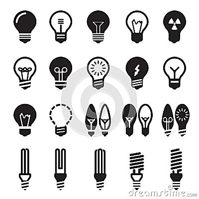 Light bulbs. Bulb icon set Vector Illustration