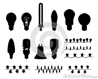 Light bulbs and Christmas lights Vector Illustration