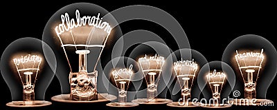 Light Bulbs with Collaboration Concept Stock Photo