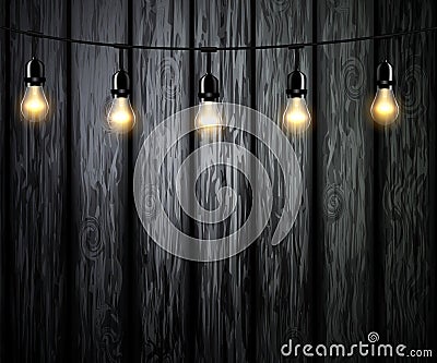 Light bulbs with glowing light Vector Illustration