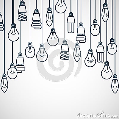 Light bulbs hanging on cords Vector Illustration