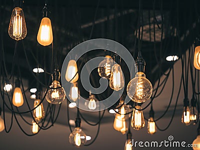 Light Bulbs Interior decoration Vintage style Stock Photo