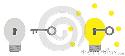 Light bulbs with keyholes and keys Vector Illustration