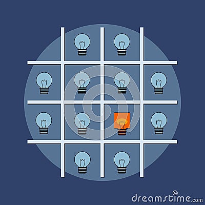 Light bulbs on the shelf in think different concept Vector Illustration