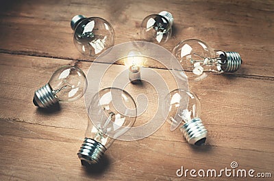 Light bulbs. Leader concept Stock Photo