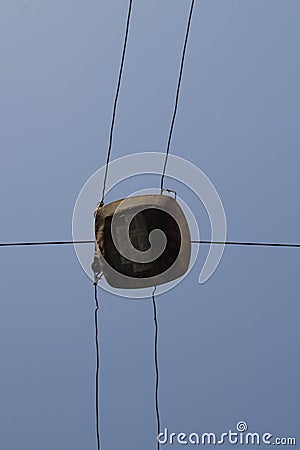 Light cables for street lighting Stock Photo