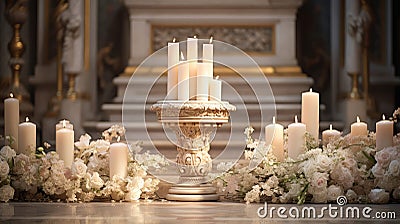 light candle on altar Cartoon Illustration