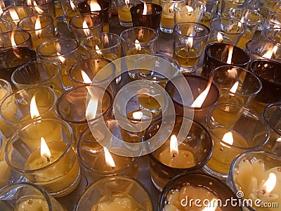 Light of candles in glass Stock Photo