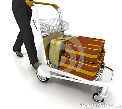 Light cart with luggage Stock Photo