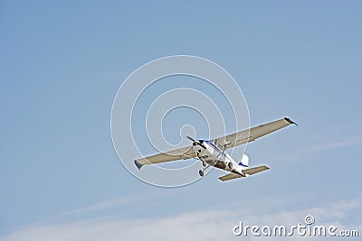 Light cessna plane flies Stock Photo