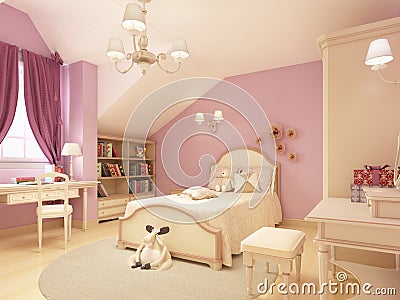 Light children`s room in a classical style for a girl Stock Photo