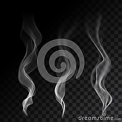 Light cigarette smoke waves on transparent background vector illustration Vector Illustration