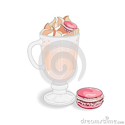 Light coffee wit macarons Vector Illustration