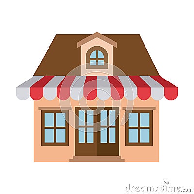 Light color silhouette of store with awning and attic Vector Illustration