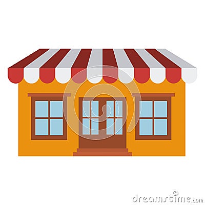 Light color silhouette of store with awning Vector Illustration