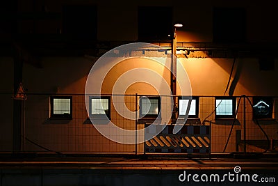 Construction site at the platform at night Stock Photo