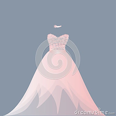 Light pink ballgown dress Vector Illustration