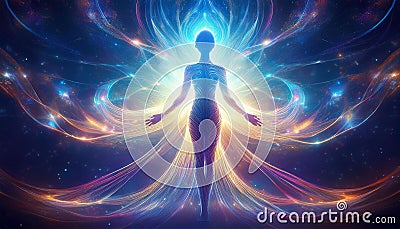 The light dances around them, soft yet blinding, casting no shadows - Generative AI Stock Photo