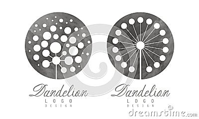 Light Dandelion Fluffy Flower Head as Logo Design Vector Set Vector Illustration