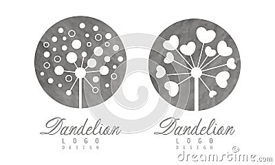 Light Dandelion Fluffy Flower Head as Logo Design Vector Set Vector Illustration