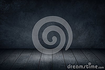 Light and dark gray wall and wooden floor decoration for background. Stock Photo