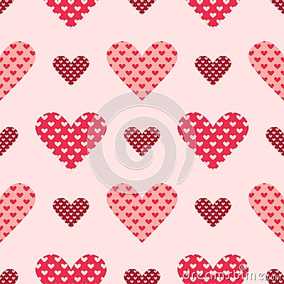 Light and dark pink seamless heart vector pattern Vector Illustration