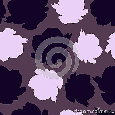 Light and Dark Purple Rose Silhouettes Seamless Repeat Design Vector Illustration