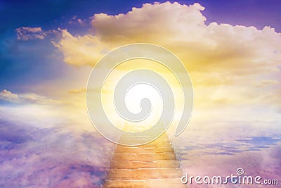 Religion for the person . Way to heaven . Religious background . Way to success Stock Photo