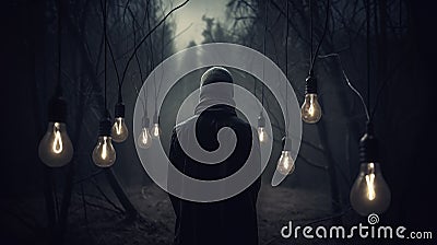 Light in the darkness. Overcoming depression, addiction, and dark states of mind concept. Generative AI Stock Photo