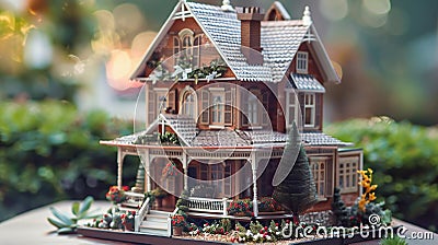 Light Doll house interior miniature. handmade dollhouses Stock Photo